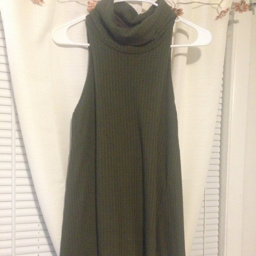 Olive Green Cowl Neck Sweater Tank